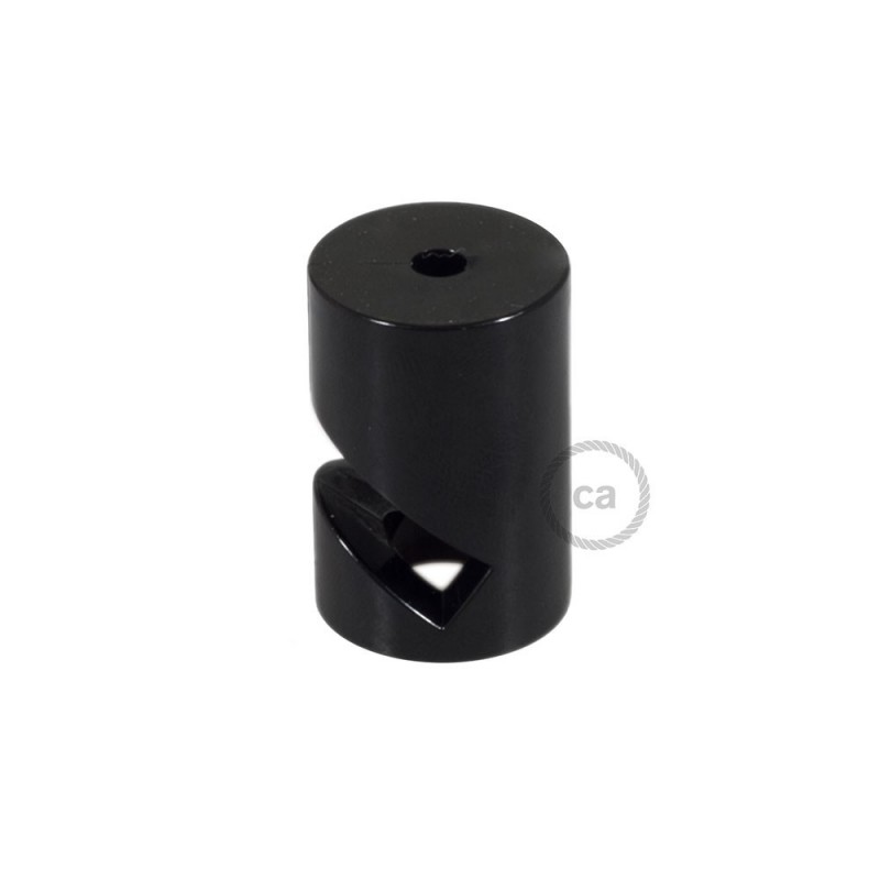 Soporte con enganche a “V” de techo o de pared negro universal para cable eléctrico textil.