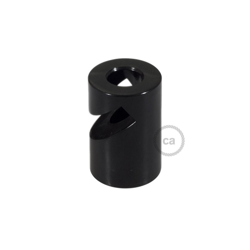 Soporte con enganche a “V” de techo o de pared negro universal para cable eléctrico textil.