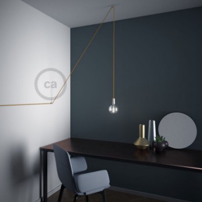 Soporte con enganche a “V” de techo o de pared transparente universal para cable eléctrico textil.