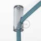 Soporte con enganche de techo transparente para cable eléctrico textil con tornillo de fijación.