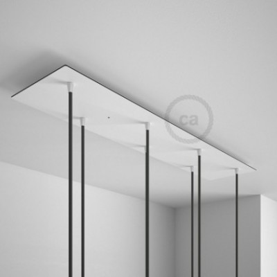 Rosetón XXL rectangular 90x20cm a 7 agujeros blanco completo de accesorios