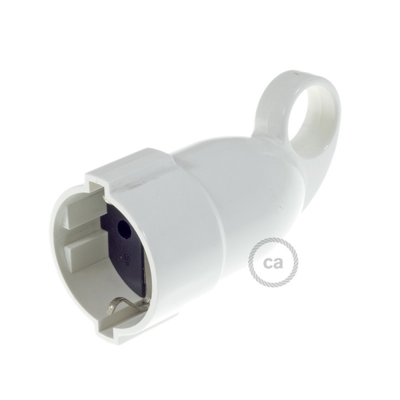 Enchufe Schuko Confort con anillo 16A 250V Blanco