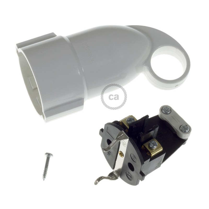 Enchufe Schuko Confort con anillo 16A 250V Blanco