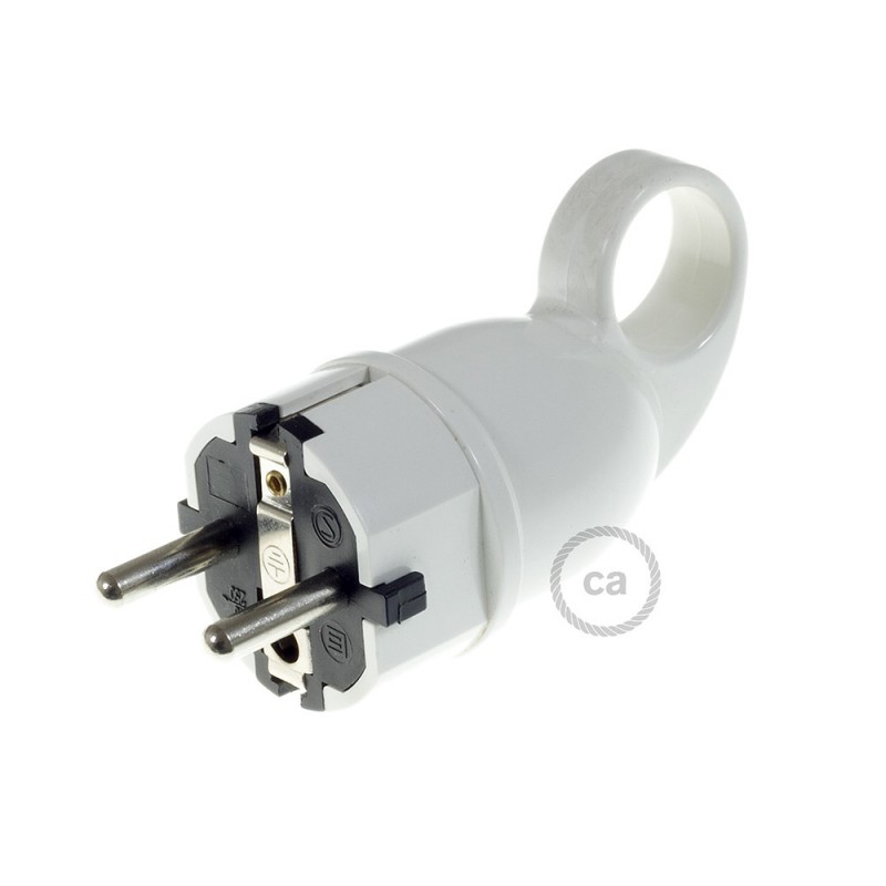 Clavija Schuko Confort con anillo 16A 250V Blanca