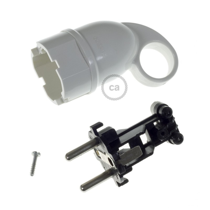 Clavija Schuko Confort con anillo 16A 250V Blanca