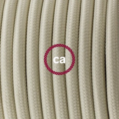 Pendel en porcelana, lámpara colgante cable textil Marfil en tejido Efecto Seda RM00