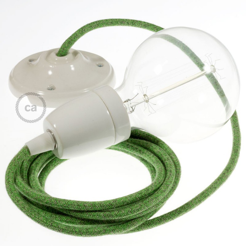 Pendel en porcelana, lámpara colgante cable textil Bronte en Algodón RX08
