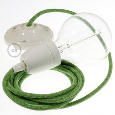 Pendel en porcelana, lámpara colgante cable textil Bronte en Algodón RX08