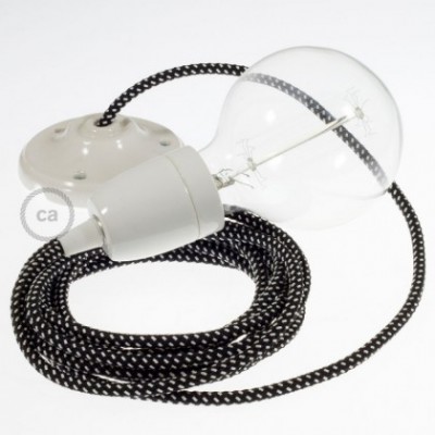 Pendel en porcelana, lámpara colgante cable textil Estrellas 3D RT41