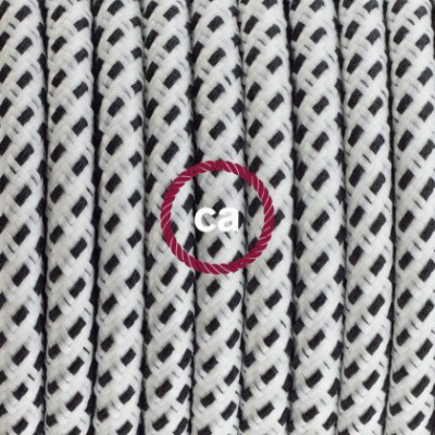 Pendel en porcelana, lámpara colgante cable textil Stracciatella 3D RT14