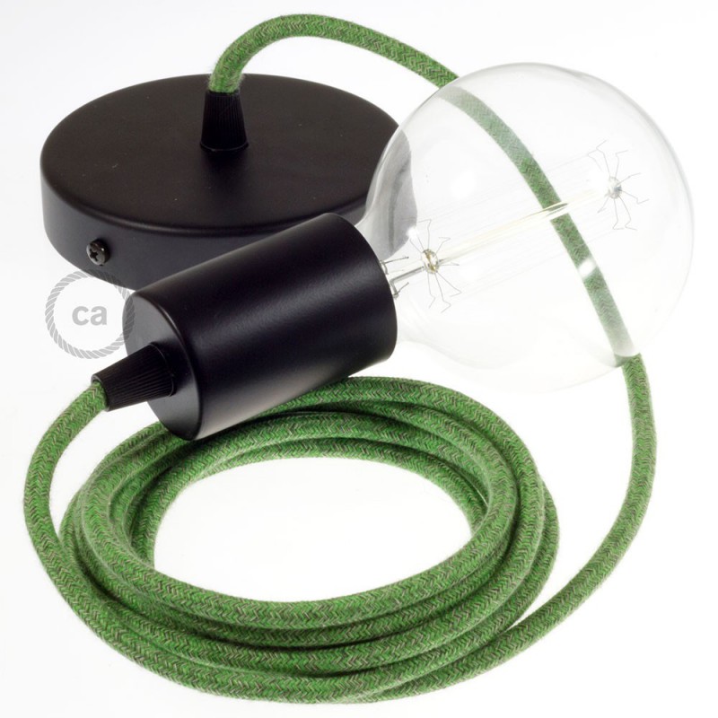 Pendel único, lámpara colgante cable textil Bronte en Algodón RX08