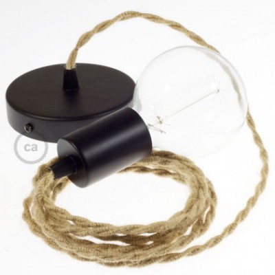 Pendel único, lámpara colgante cable textil en Jute TN06