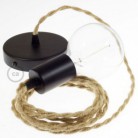 Pendel único, lámpara colgante cable textil en Jute TN06