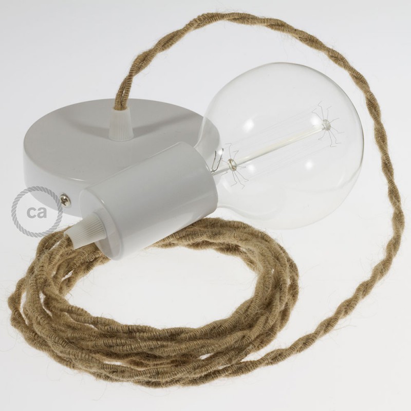 Pendel único, lámpara colgante cable textil en Jute TN06