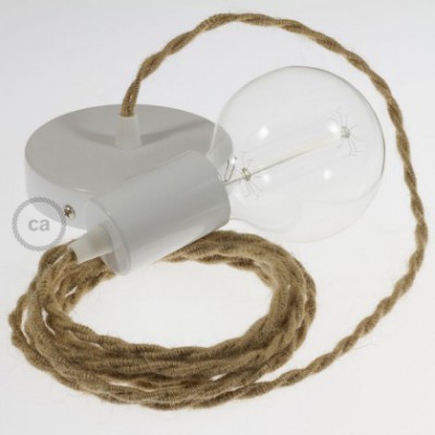 Pendel único, lámpara colgante cable textil en Jute TN06