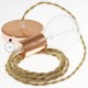 Pendel único, lámpara colgante cable textil en Jute TN06