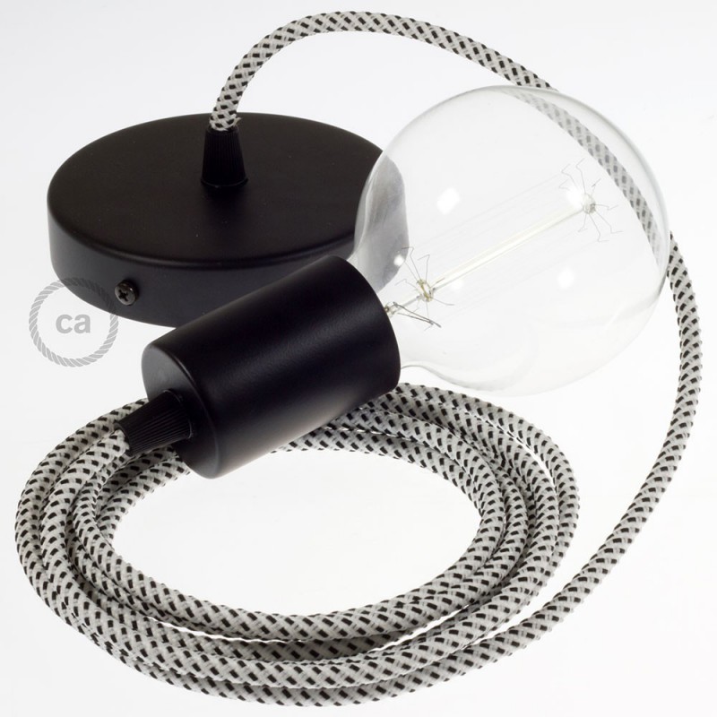 Pendel único, lámpara colgante cable textil Stracciatella 3D RT14