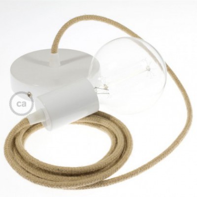 Pendel único, lámpara colgante cable textil en Jute RN06