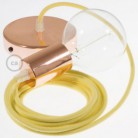 Pendel único, lámpara colgante cable textil Amarillo Pastel en Algodón RC10