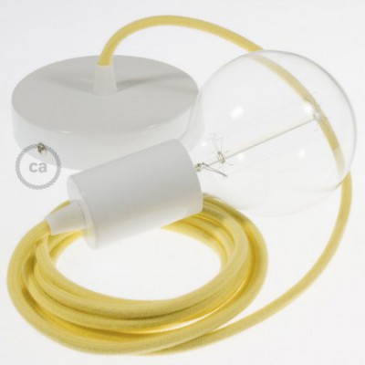 Pendel único, lámpara colgante cable textil Amarillo Pastel en Algodón RC10