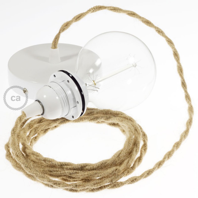 Pendel para pantalla, lámpara colgante cable textil en Jute TN06