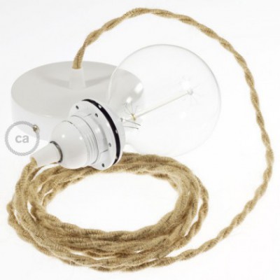 Pendel para pantalla, lámpara colgante cable textil en Jute TN06