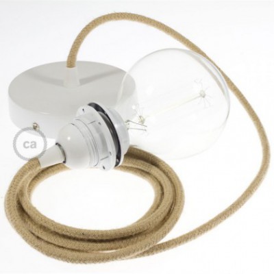 Pendel para pantalla, lámpara colgante cable textil en Jute RN06