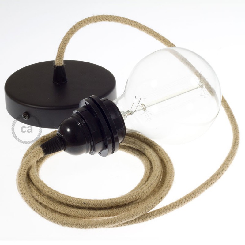 Pendel para pantalla, lámpara colgante cable textil en Jute RN06