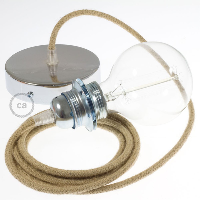 Pendel para pantalla, lámpara colgante cable textil en Jute RN06