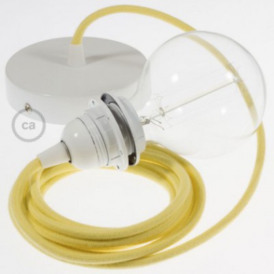 Pendel para pantalla, lámpara colgante cable textil Amarillo Pastel en Algodón RC10
