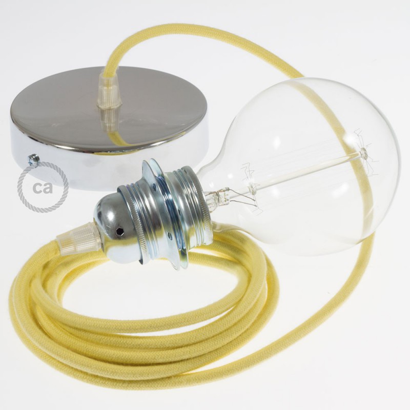 Pendel para pantalla, lámpara colgante cable textil Amarillo Pastel en Algodón RC10