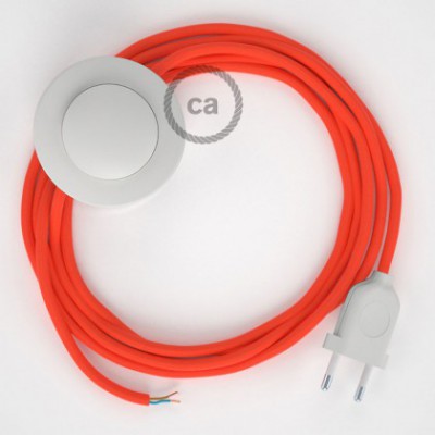 Cableado para lámpara de pie, cable RF15 Efecto Seda Naranja Flùo 3 m. Elige tu el color de la clavija y del interruptor!