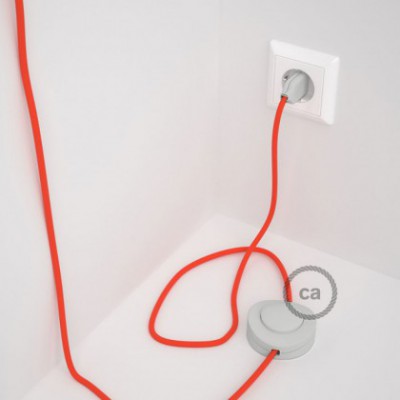 Cableado para lámpara de pie, cable RF15 Efecto Seda Naranja Flùo 3 m. Elige tu el color de la clavija y del interruptor!