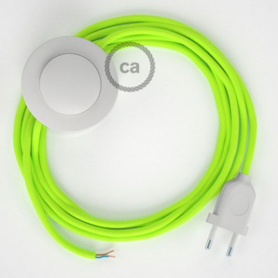Cableado para lámpara de pie, cable RF10 Efecto Seda Amarillo Flúo 3 m. Elige tu el color de la clavija y del interruptor!