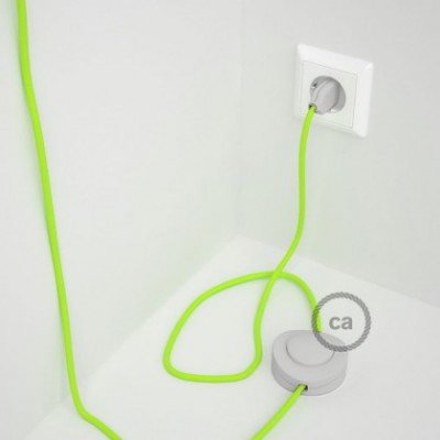 Cableado para lámpara de pie, cable RF10 Efecto Seda Amarillo Flúo 3 m. Elige tu el color de la clavija y del interruptor!
