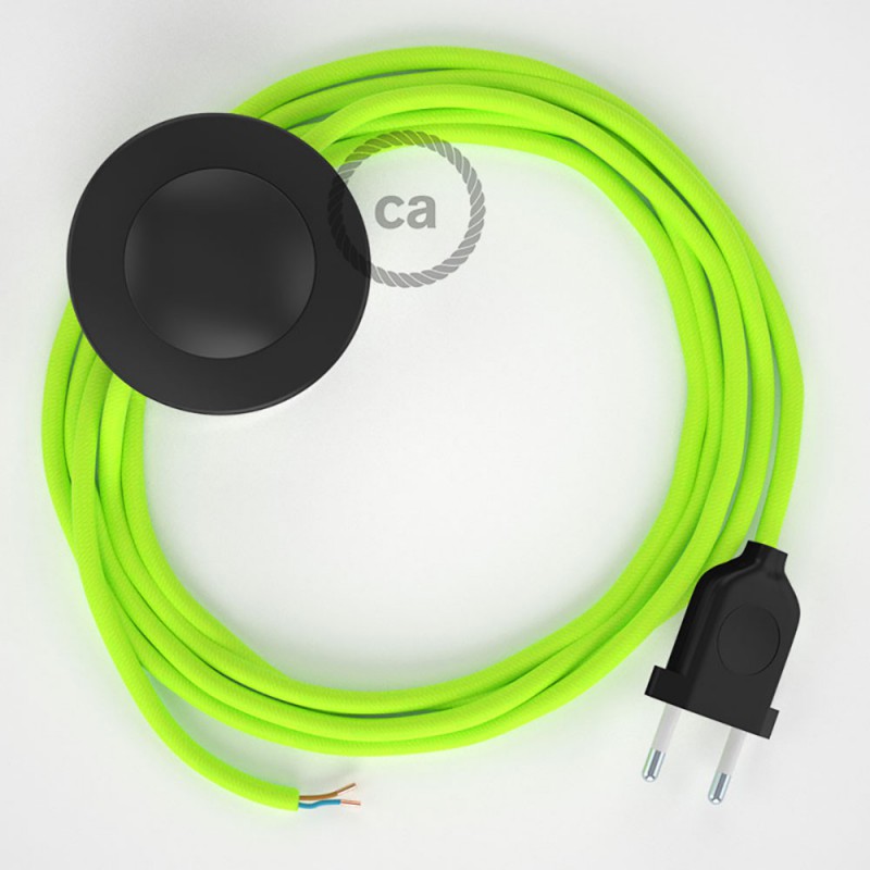 Cableado para lámpara de pie, cable RF10 Efecto Seda Amarillo Flúo 3 m. Elige tu el color de la clavija y del interruptor!