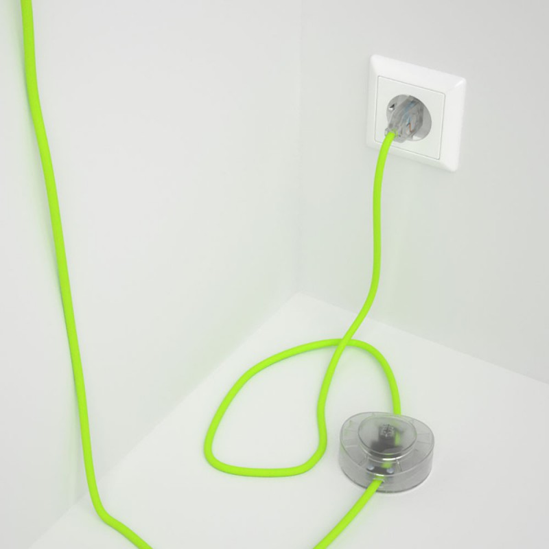 Cableado para lámpara de pie, cable RF10 Efecto Seda Amarillo Flúo 3 m. Elige tu el color de la clavija y del interruptor!