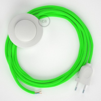 Cableado para lámpara de pie, cable RF06 Efecto Seda Verde Flùo 3 m. Elige tu el color de la clavija y del interruptor!