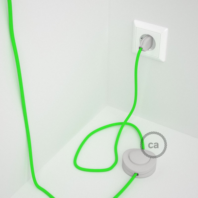 Cableado para lámpara de pie, cable RF06 Efecto Seda Verde Flùo 3 m. Elige tu el color de la clavija y del interruptor!