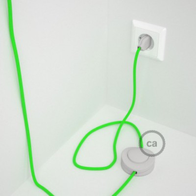 Cableado para lámpara de pie, cable RF06 Efecto Seda Verde Flùo 3 m. Elige tu el color de la clavija y del interruptor!