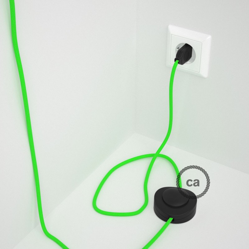 Cableado para lámpara de pie, cable RF06 Efecto Seda Verde Flùo 3 m. Elige tu el color de la clavija y del interruptor!