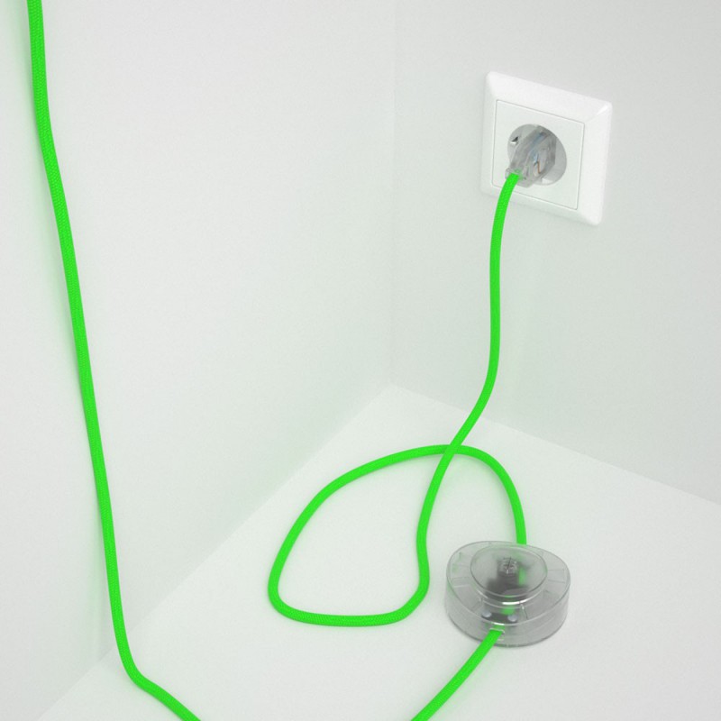 Cableado para lámpara de pie, cable RF06 Efecto Seda Verde Flùo 3 m. Elige tu el color de la clavija y del interruptor!