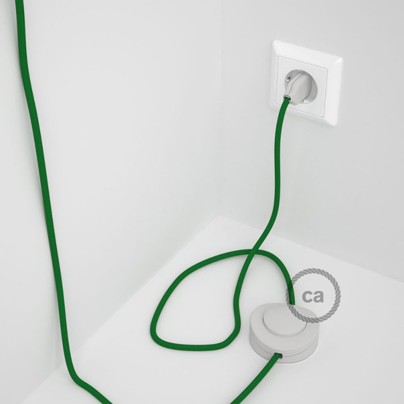 Cableado para lámpara de pie, cable RM06 Efecto Seda Verde 3 m. Elige tu el color de la clavija y del interruptor!