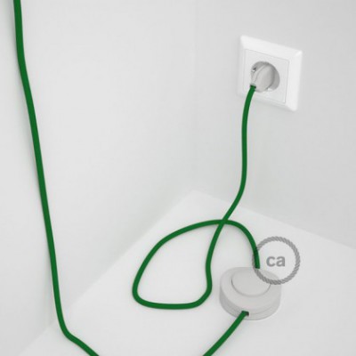 Cableado para lámpara de pie, cable RM06 Efecto Seda Verde 3 m. Elige tu el color de la clavija y del interruptor!