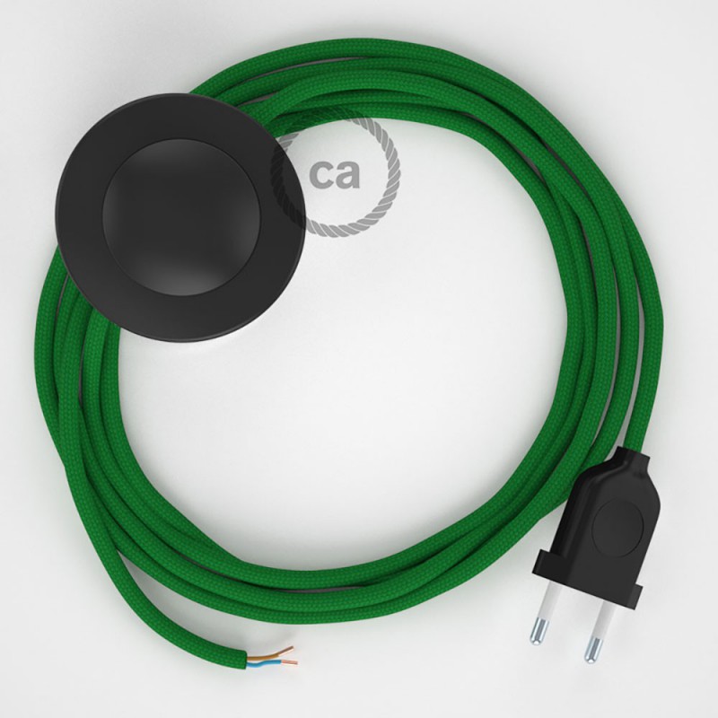 Cableado para lámpara de pie, cable RM06 Efecto Seda Verde 3 m. Elige tu el color de la clavija y del interruptor!