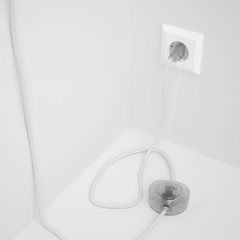 Cableado para lámpara de pie, cable RM01 Efecto Seda Blanco 3 m. Elige tu el color de la clavija y del interruptor!