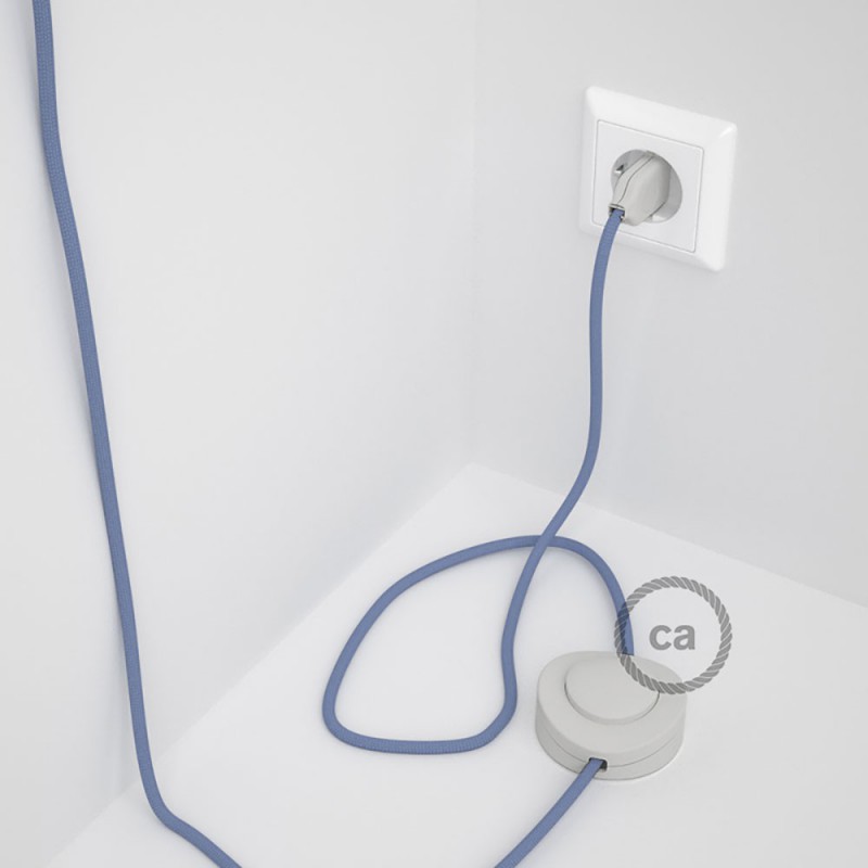 Cableado para lámpara de pie, cable RM07 Efecto Seda Lila 3 m. Elige tu el color de la clavija y del interruptor!