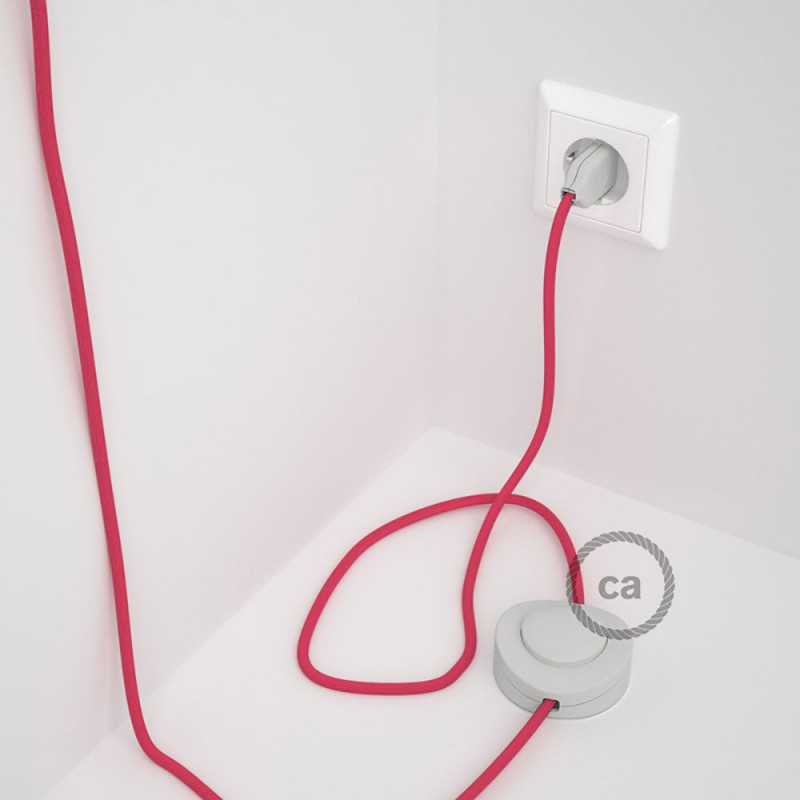 Cableado para lámpara de pie, cable RM08 Efecto Seda Fuchsia 3 m. Elige tu el color de la clavija y del interruptor!