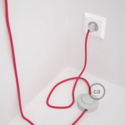 Cableado para lámpara de pie, cable RM08 Efecto Seda Fuchsia 3 m. Elige tu el color de la clavija y del interruptor!
