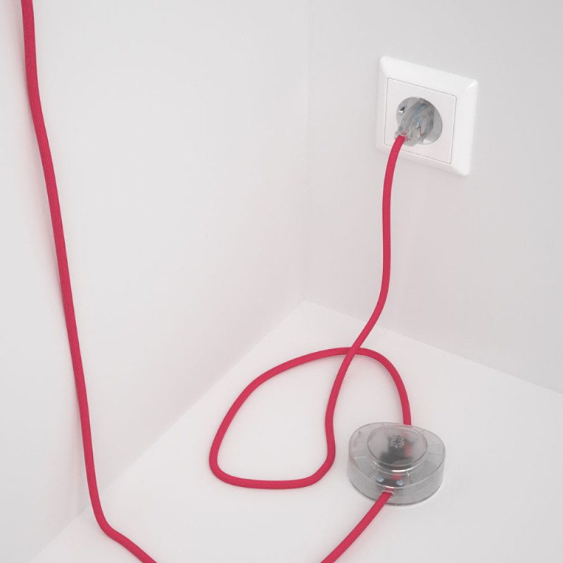 Cableado para lámpara de pie, cable RM08 Efecto Seda Fuchsia 3 m. Elige tu el color de la clavija y del interruptor!